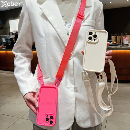 BelleCel's Crossbody Necklace Lanyard Soft Silicone Holder Case For iPhone