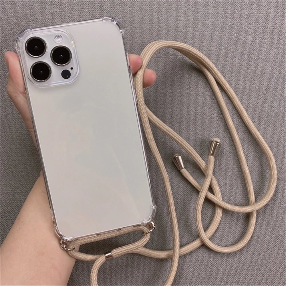 bellecel's crossbody necklace lanyards and transparent case for iphone