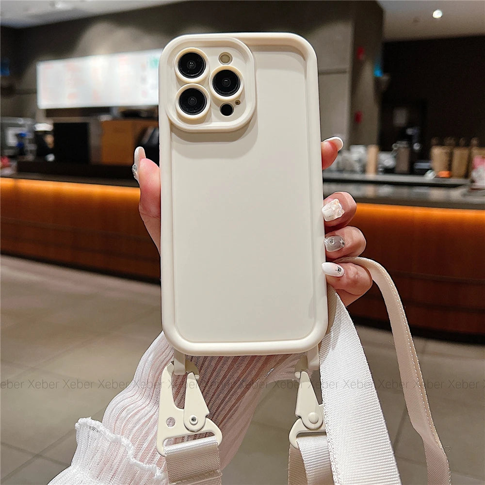 bellecel's crossbody necklace lanyard soft silicone holder case for iphone