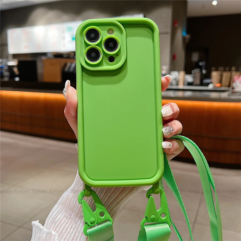 bellecel's crossbody necklace lanyard soft silicone holder case for iphone