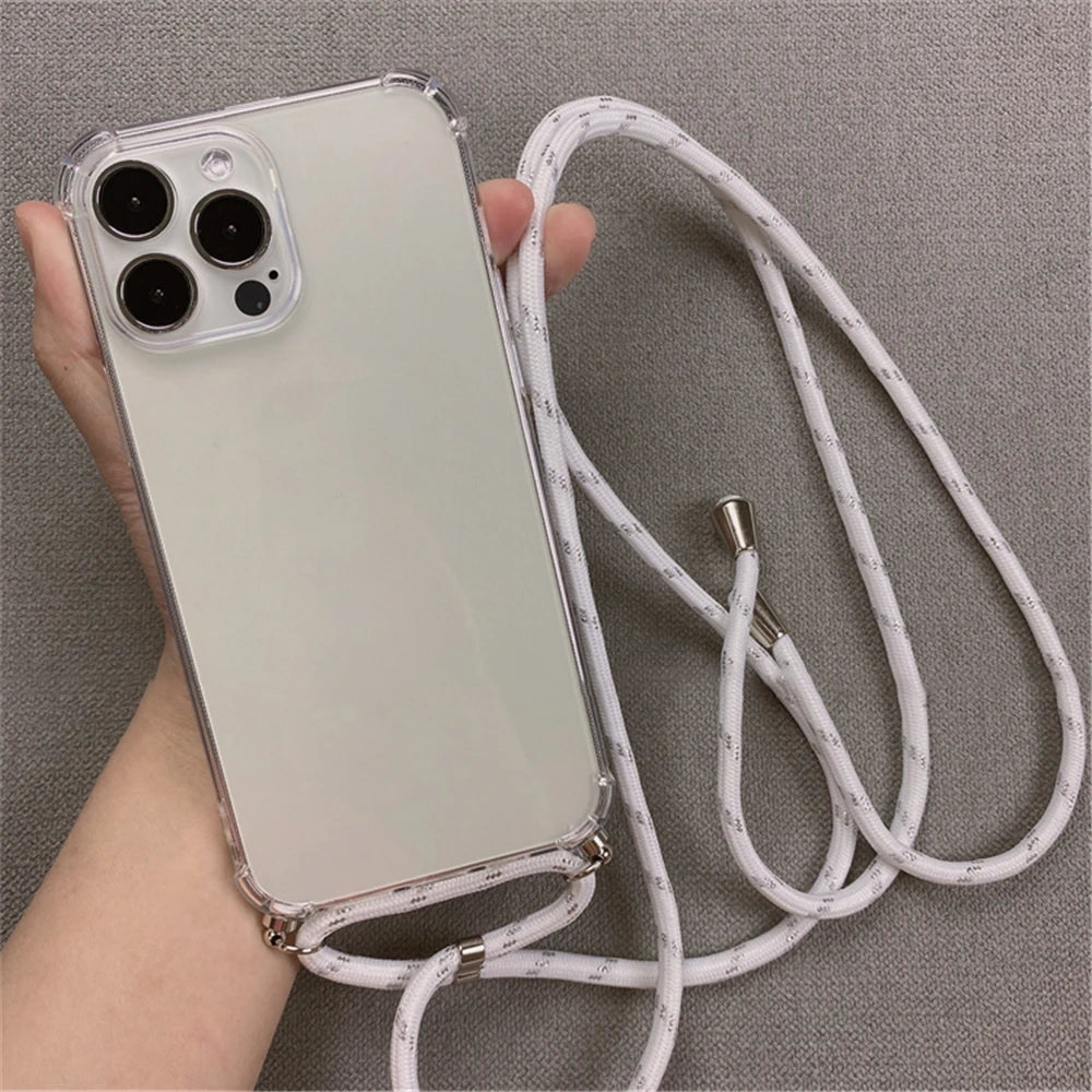 bellecel's crossbody necklace lanyards and transparent case for iphone