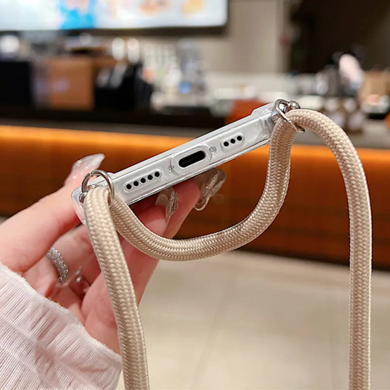 bellecel's crossbody necklace lanyards and transparent case for iphone