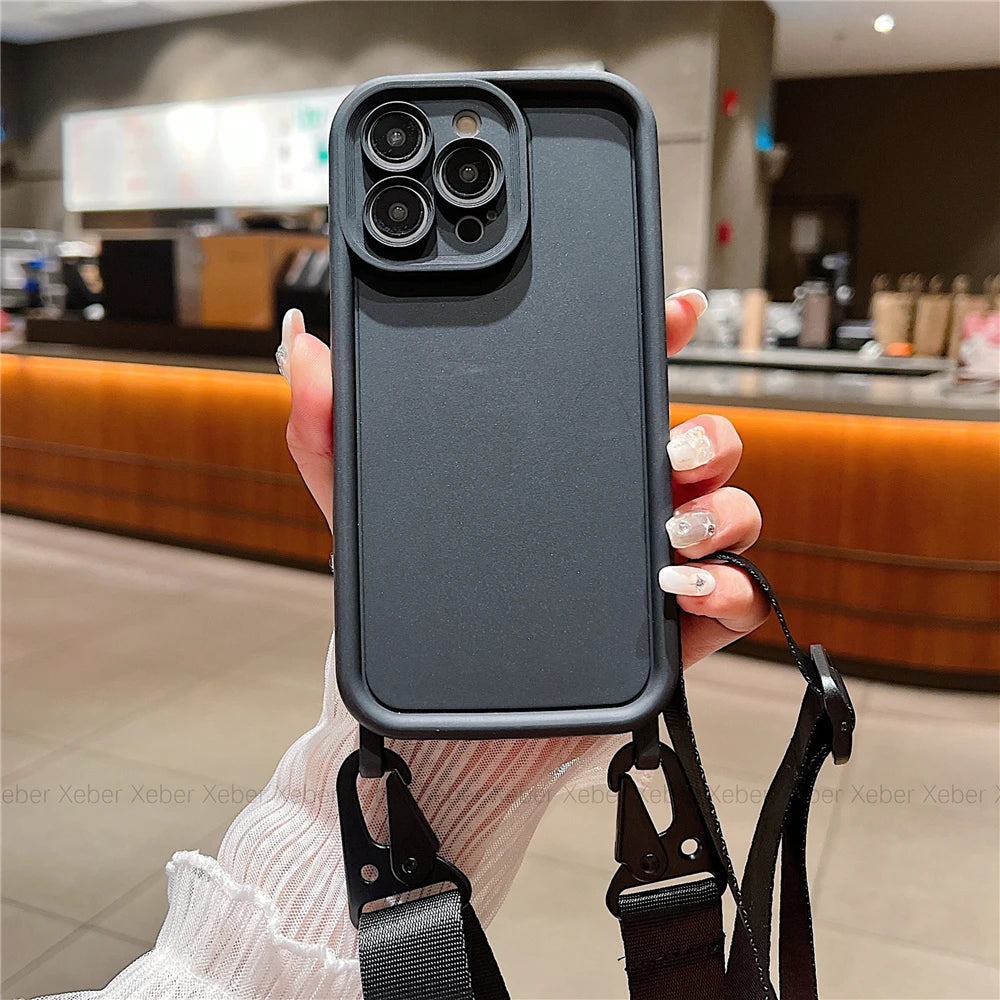 bellecel's crossbody necklace lanyard soft silicone holder case for iphone