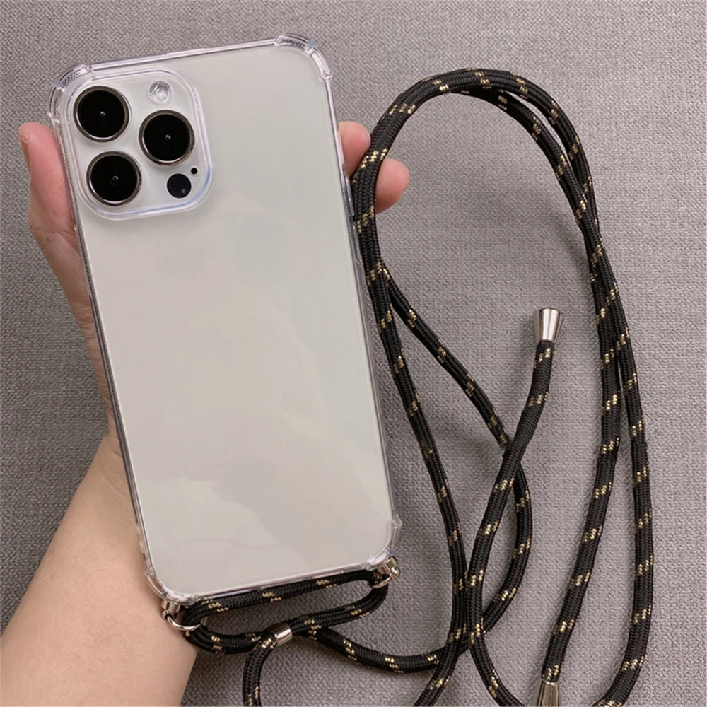 bellecel's crossbody necklace lanyards and transparent case for iphone