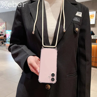 BelleCel's Crossbody Necklace Lanyards and Transparent Case for iPhone