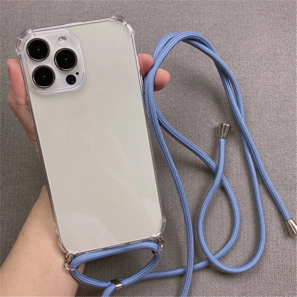 bellecel's crossbody necklace lanyards and transparent case for iphone