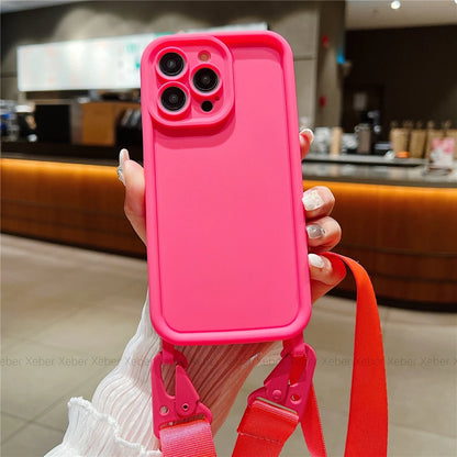 BelleCel's Crossbody Necklace Lanyard Soft Silicone Holder Case For iPhone