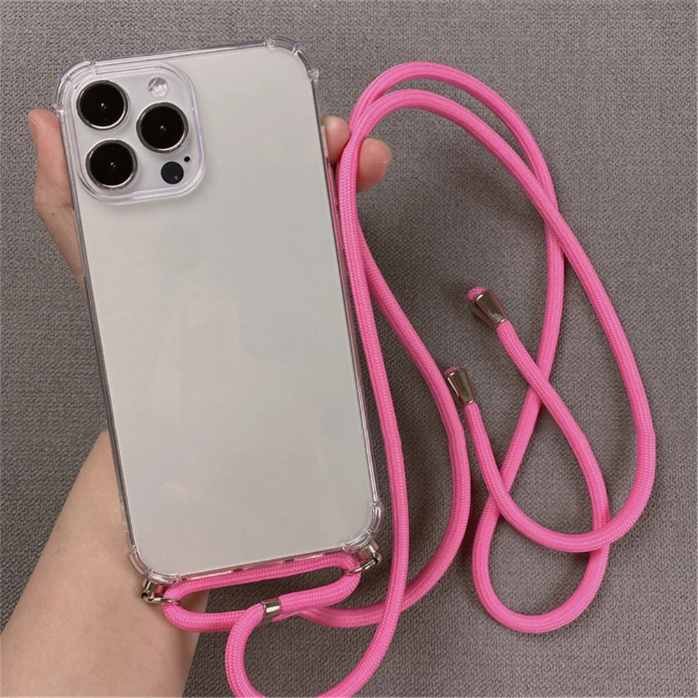 bellecel's crossbody necklace lanyards and transparent case for iphone