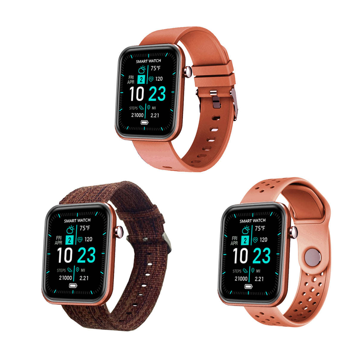 bellecel's advanced smartwatch with three bands and wellness + activity tracker