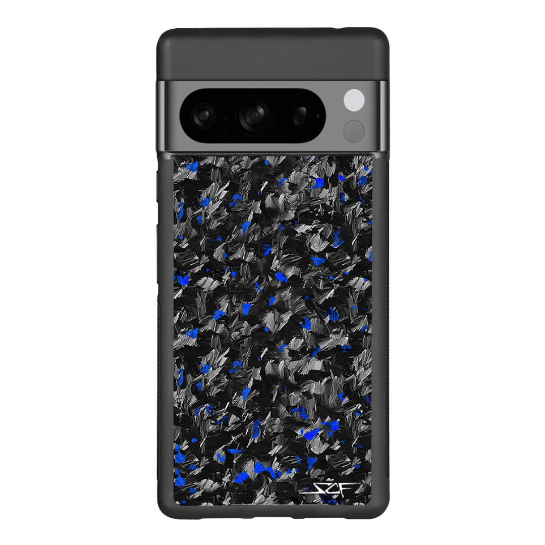 bellecel's blue flake real forged carbon fiber phone case for google pixel