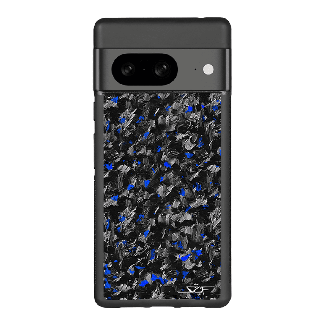bellecel's blue flake real forged carbon fiber phone case for google pixel