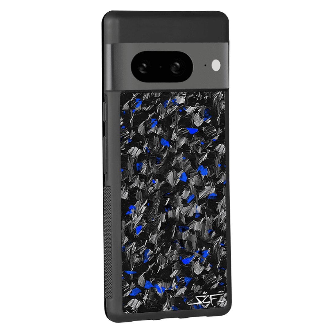 bellecel's blue flake real forged carbon fiber phone case for google pixel