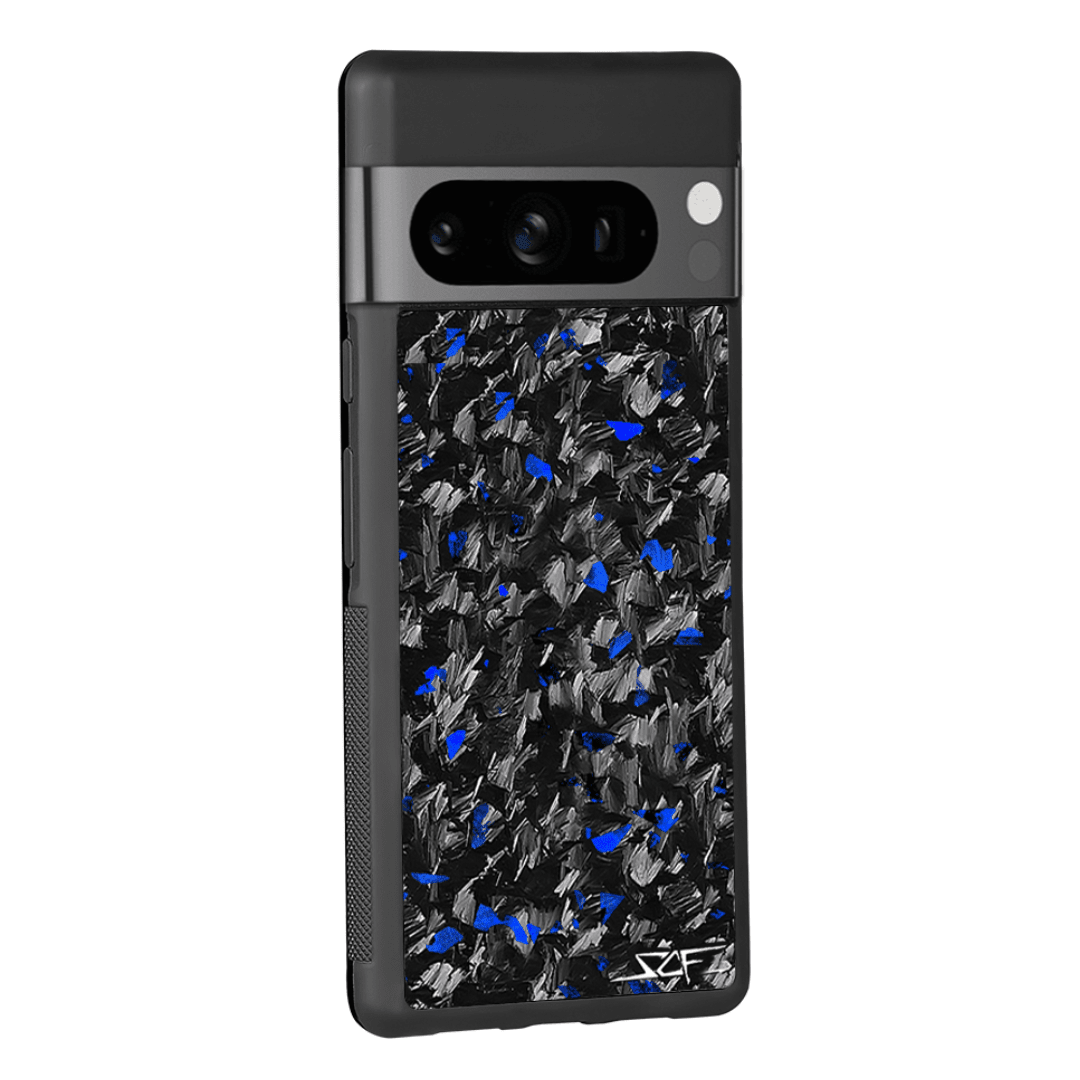 bellecel's blue flake real forged carbon fiber phone case for google pixel